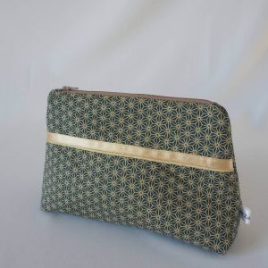 Trousse de toilette tissu japonais chanvre vert