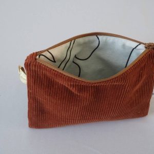 Intérieur pochette plate / organisateur de sac : velours cannelle