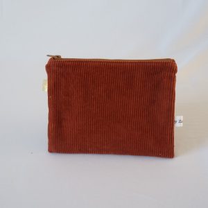Intérieur pochette plate / organisateur de sac : velours orange brûlé