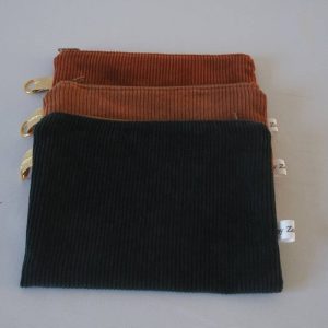 Trois pochettes plates / organisateurs de sac : vert sapin, cannelle et orange brûlé