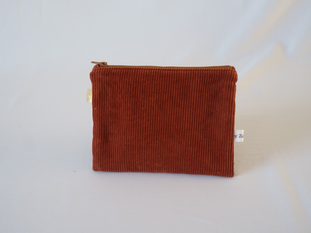 Intérieur pochette plate / organisateur de sac : velours orange brûlé