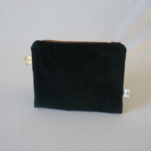 Pochette plate / organisateur de sac : velours vert sapin