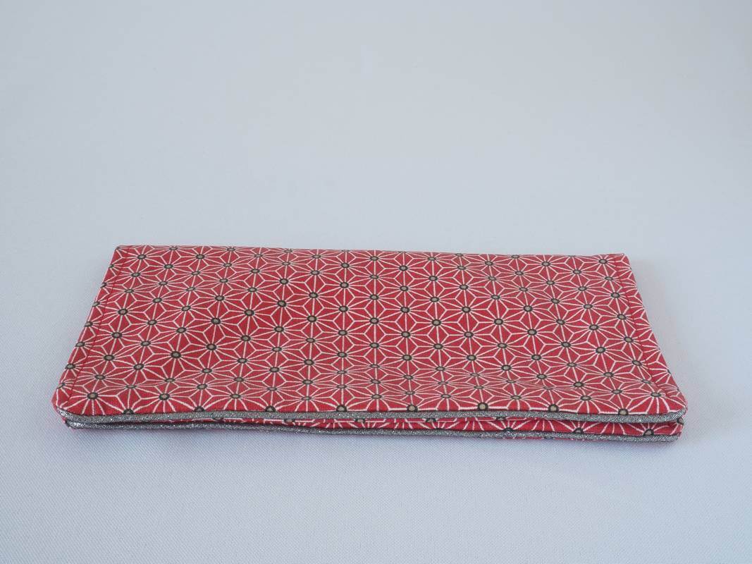 Protège chéquier-motif japonais chanvre, rouge