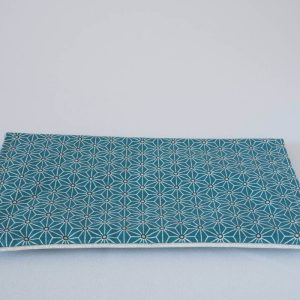 Protège chéquier-motif japonais, chanvre, turquoise.