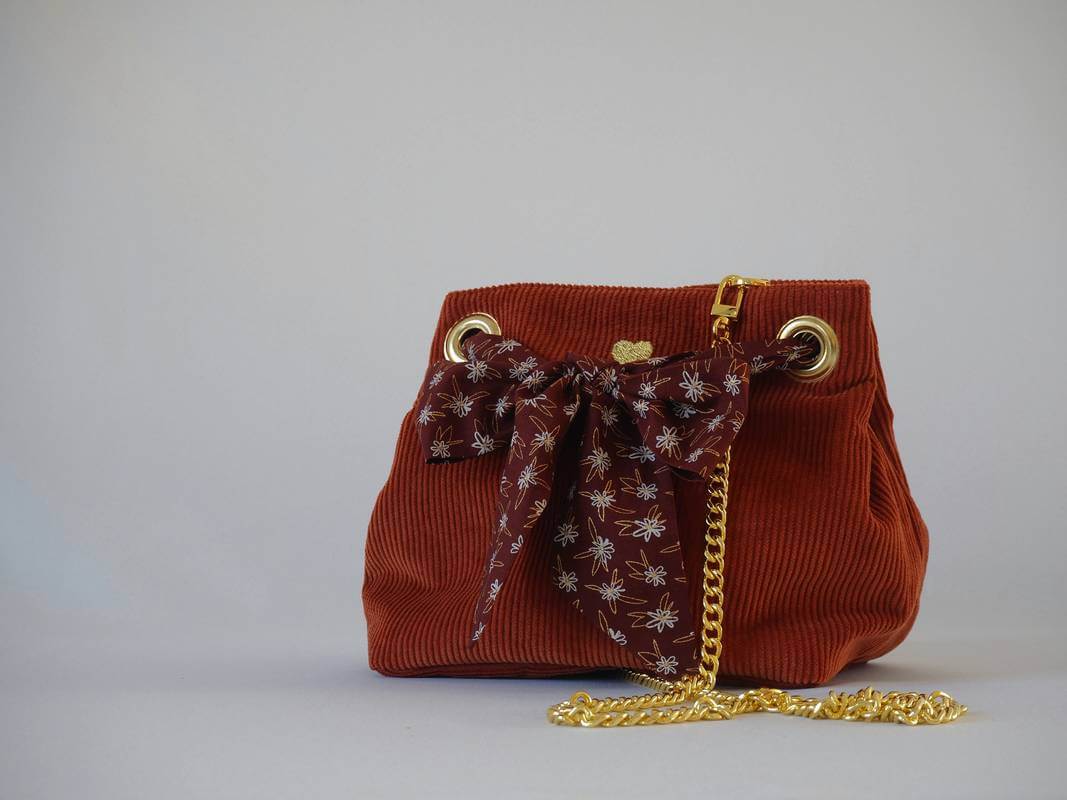 Sac "Velvet" en velours - orange brûlé / rouille – Image 3