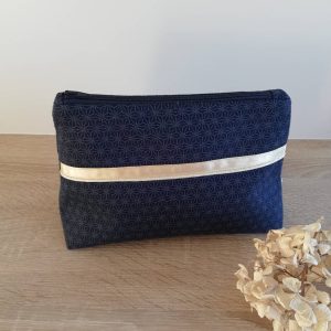 Trousse de toilette japonais, chanvre, bleu