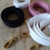 Bandoulières, sangles réglables 25mm. Bouclerie dorée Différents coloris