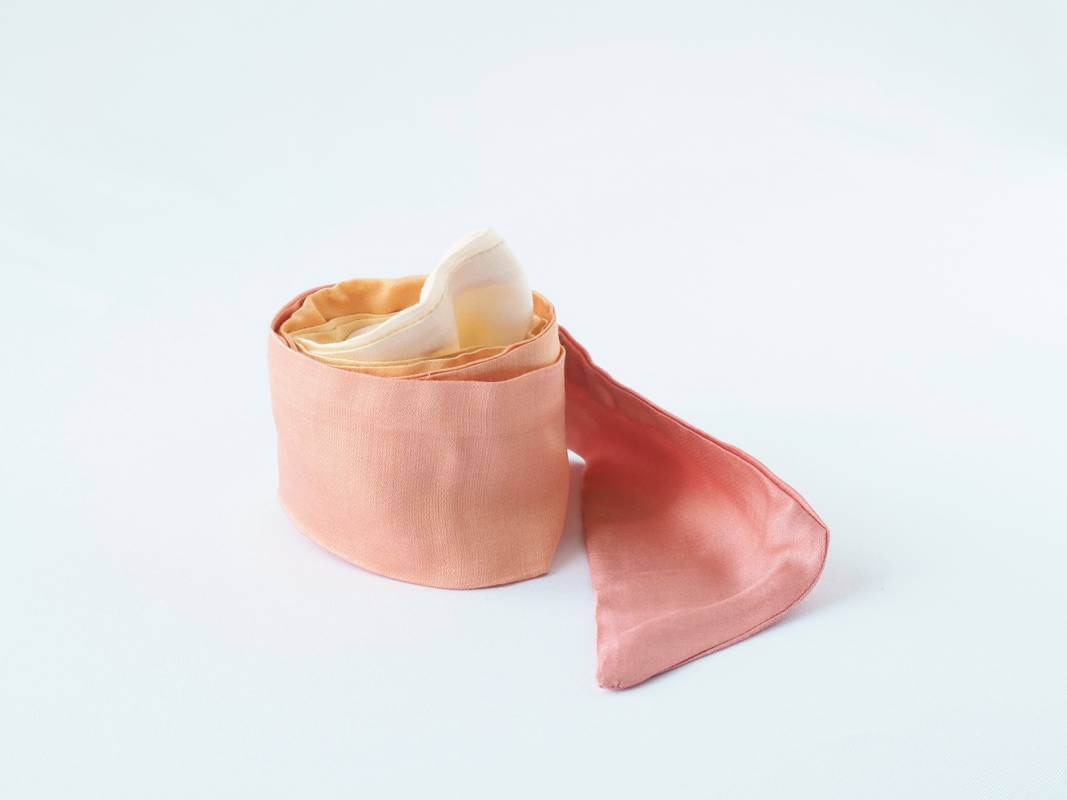 bandeau viscose satinée, dégradé écru orange rosé