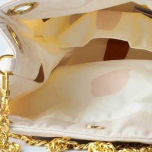 Sac seau écru avec lien foulard - détail doublure écrue tachetée