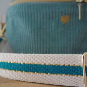 Sac banane, forme demi-lune en velours côtelé céladon (vert d’eau) avec sa bandoulière